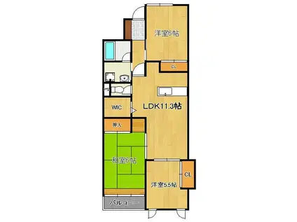 ココガモ&壺壺蒲生(3LDK/8階)の間取り写真