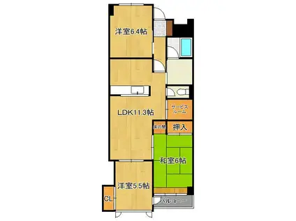 ココガモ&壺壺蒲生(3LDK/7階)の間取り写真