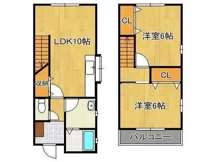 コーポ今井(2LDK/1階)の間取り写真
