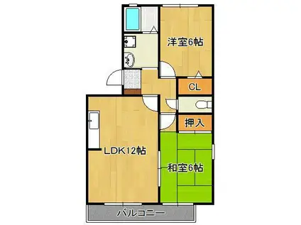 グレイスイナミツA(2LDK/2階)の間取り写真