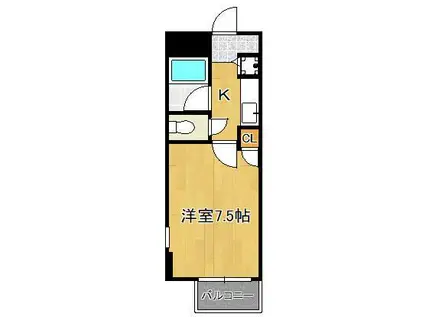 コンドミニアム北九大前(1K/3階)の間取り写真