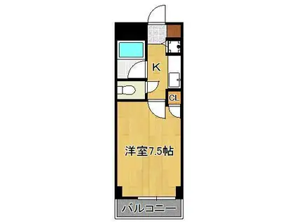 コンドミニアム北九大前(1K/4階)の間取り写真