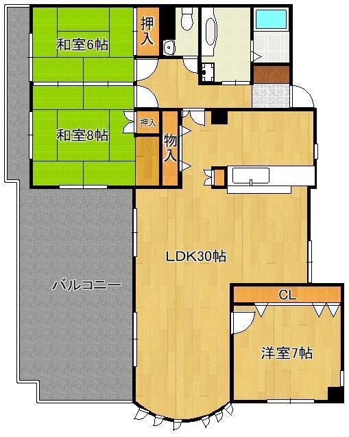 ウェルス守恒(3LDK/9階)の間取り写真