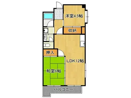 メゾーンイワタテ(2LDK/4階)の間取り写真