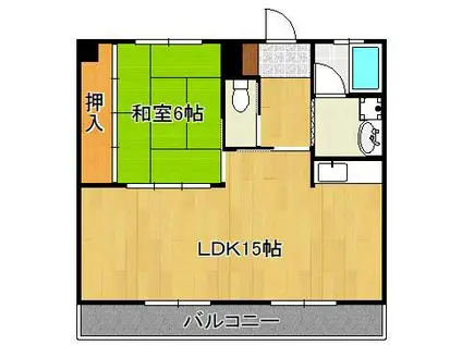 メゾーンイワタテ2(1LDK/3階)の間取り写真