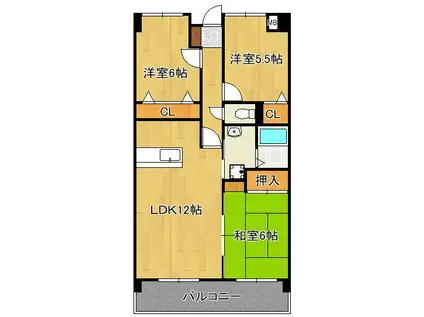 セントラルアベニュー(3LDK/3階)の間取り写真