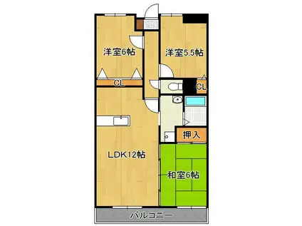 セントラルアベニュー(3LDK/2階)の間取り写真