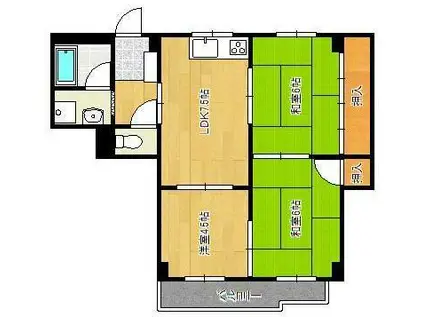 メゾンセピア(3LDK/4階)の間取り写真