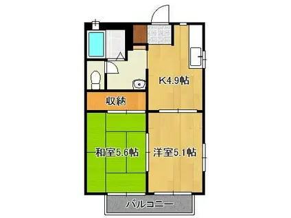 プティヴェルジェ(2K/2階)の間取り写真