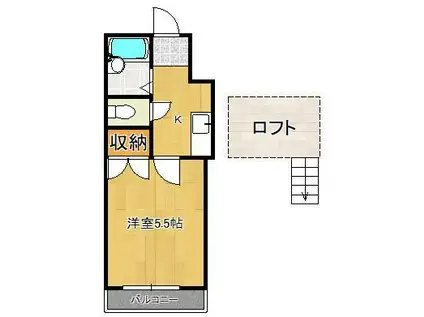オアシス城野B棟(1K/1階)の間取り写真