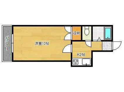 オアシス城野C棟(1K/1階)の間取り写真