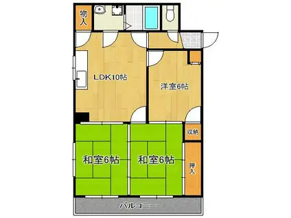 グリーンピア徳力Ⅰ(3LDK/3階)の間取り写真