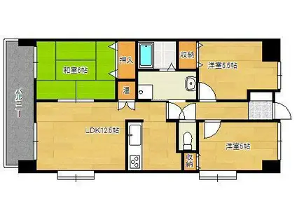 オータムパレス(3LDK/4階)の間取り写真