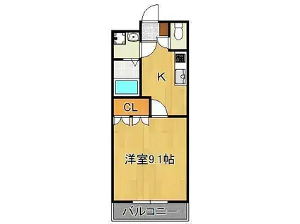 シェレン・バウム・F(1K/2階)の間取り写真