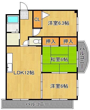 ラ フィーヌ重住(3LDK/2階)の間取り写真