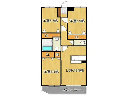リトルフォレスト守恒(3LDK/1階)の間取り写真
