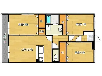 リトルフォレスト守恒(3LDK/3階)の間取り写真