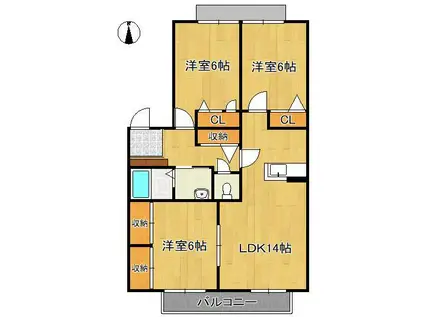 プレンティ嵐山C(3LDK/1階)の間取り写真