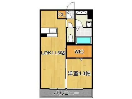 RIVER PROMENADE(1LDK/2階)の間取り写真