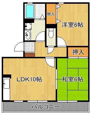 グローリー中村(2LDK/2階)の間取り写真