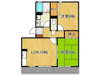 グローリー中村(2LDK/1階)の間取り写真
