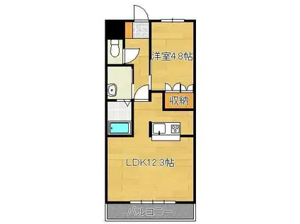 フルーリール・ドゥ(1LDK/2階)の間取り写真