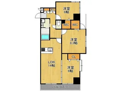 ファミール守恒(3LDK/4階)の間取り写真