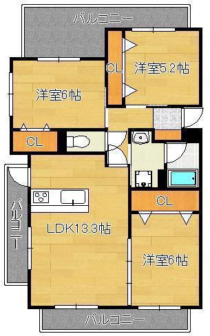 クレールコパン(3LDK/2階)の間取り写真