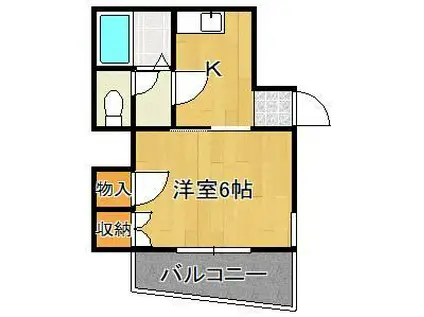 ビブレ北方(1K/4階)の間取り写真