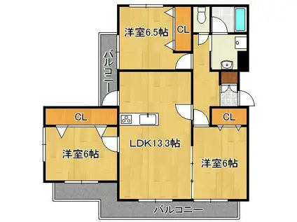 クレールコパンⅡ(3LDK/3階)の間取り写真