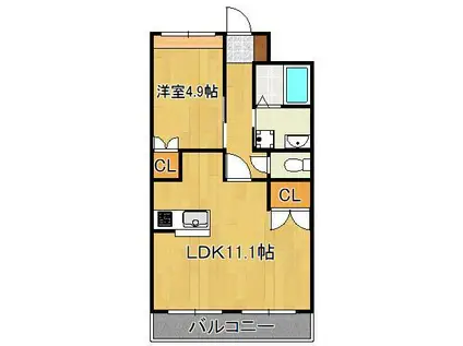 プランドール・アムール SY(1LDK/2階)の間取り写真