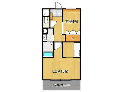 フルーリールアン(1LDK/2階)の間取り写真