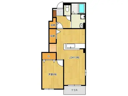 ペシェロッソⅠ(1LDK/1階)の間取り写真