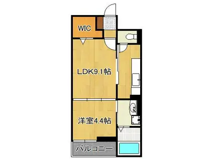 リッジクレスト(1DK/1階)の間取り写真