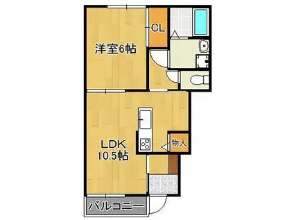 コンフォート秋桜(1LDK/1階)の間取り写真