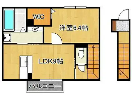 エスポワールモモ(1LDK/2階)の間取り写真