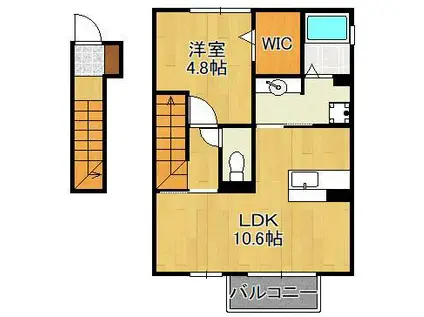 エスポワールモモ(1LDK/2階)の間取り写真