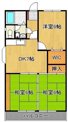 ヒルズ守恒(3DK/4階)の間取り写真