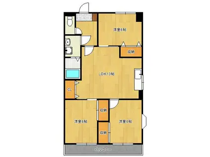 ブランメゾン企救丘(3LDK/1階)の間取り写真