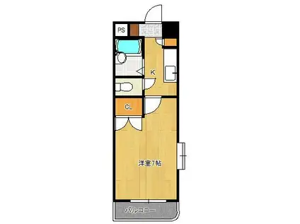 KMマンション北方(1K/2階)の間取り写真