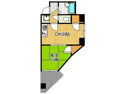 グランドール富士見(1DK/3階)の間取り写真