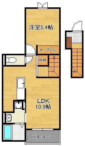 サンデリアーナⅢ A(1LDK/2階)の間取り写真