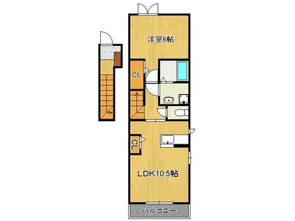 サンデリアーナⅢ B(1LDK/2階)の間取り写真