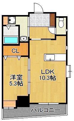 守恒サンシャインみらい(1LDK/6階)の間取り写真
