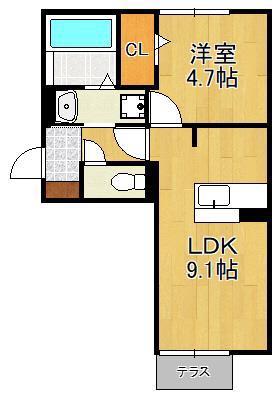 D-ROOM城野(1LDK/1階)の間取り写真
