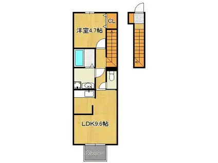 CALME PALAIS(1LDK/2階)の間取り写真