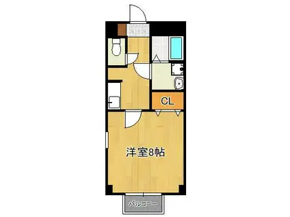 シャトー長尾(1K/2階)の間取り写真