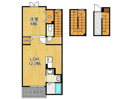 グレイス ワン(1LDK/3階)の間取り写真