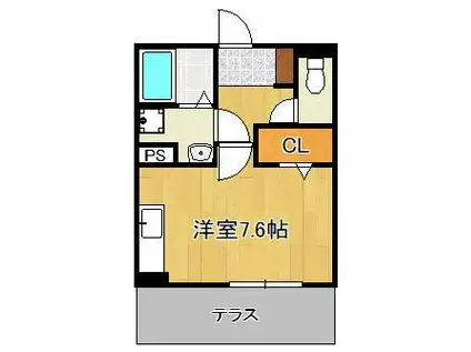 M・K・K北方(ワンルーム/1階)の間取り写真