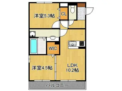 エスポワール祇園A(2LDK/1階)の間取り写真